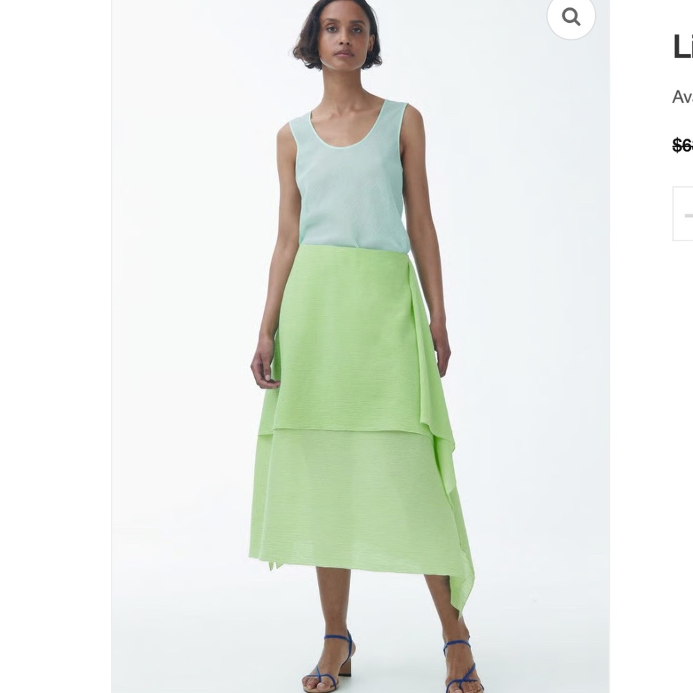 COS Two-Tone High-Low Layered Skirt in Mint and Lime